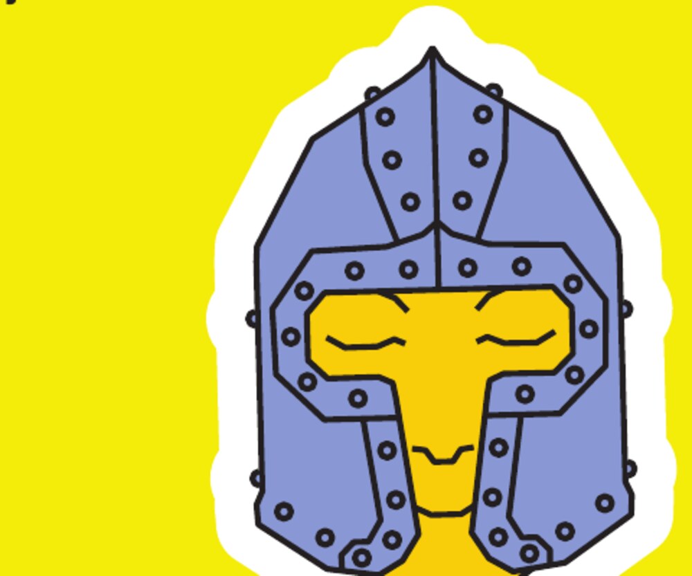 Illustratie uit het boek: een ridderhelm